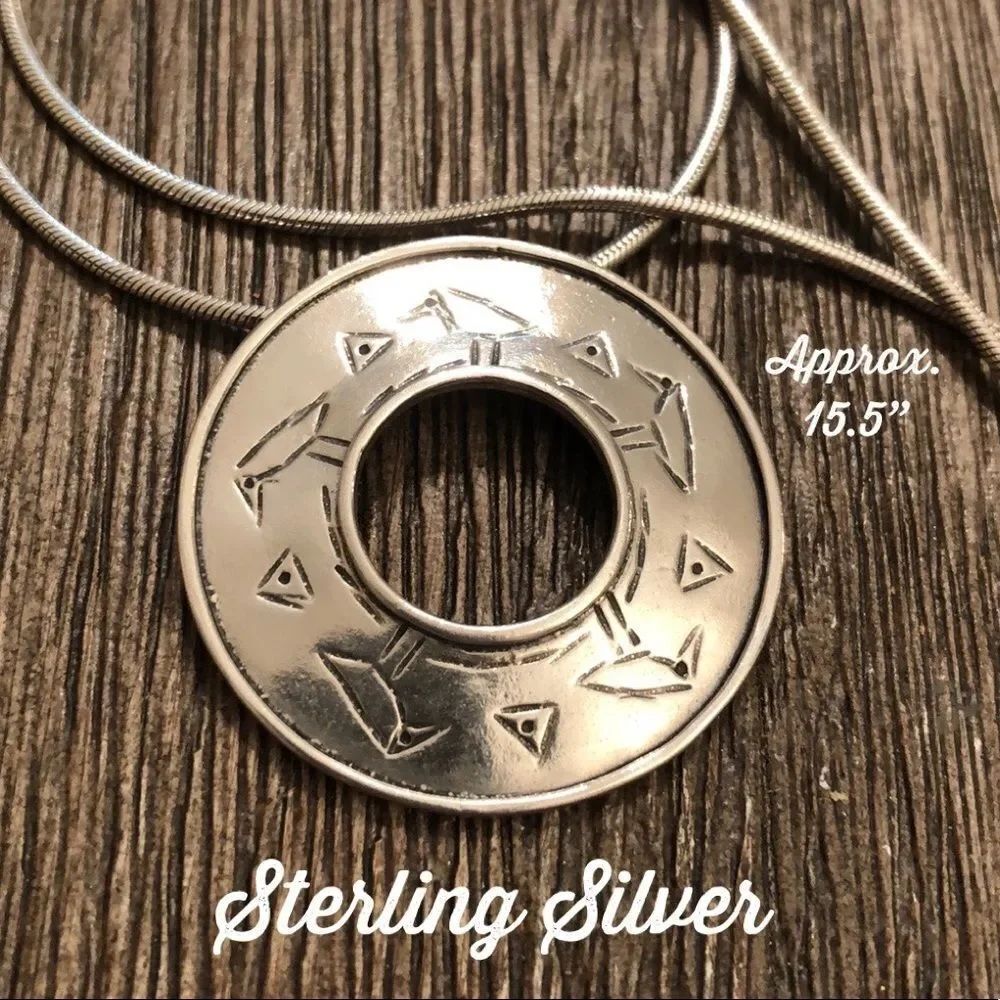 Sterling Silver Round Disc with Stick Figure Birds